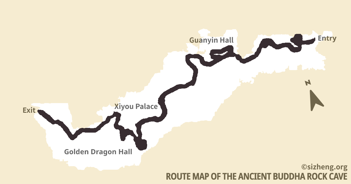 Route map of the ancient buddha rock cave